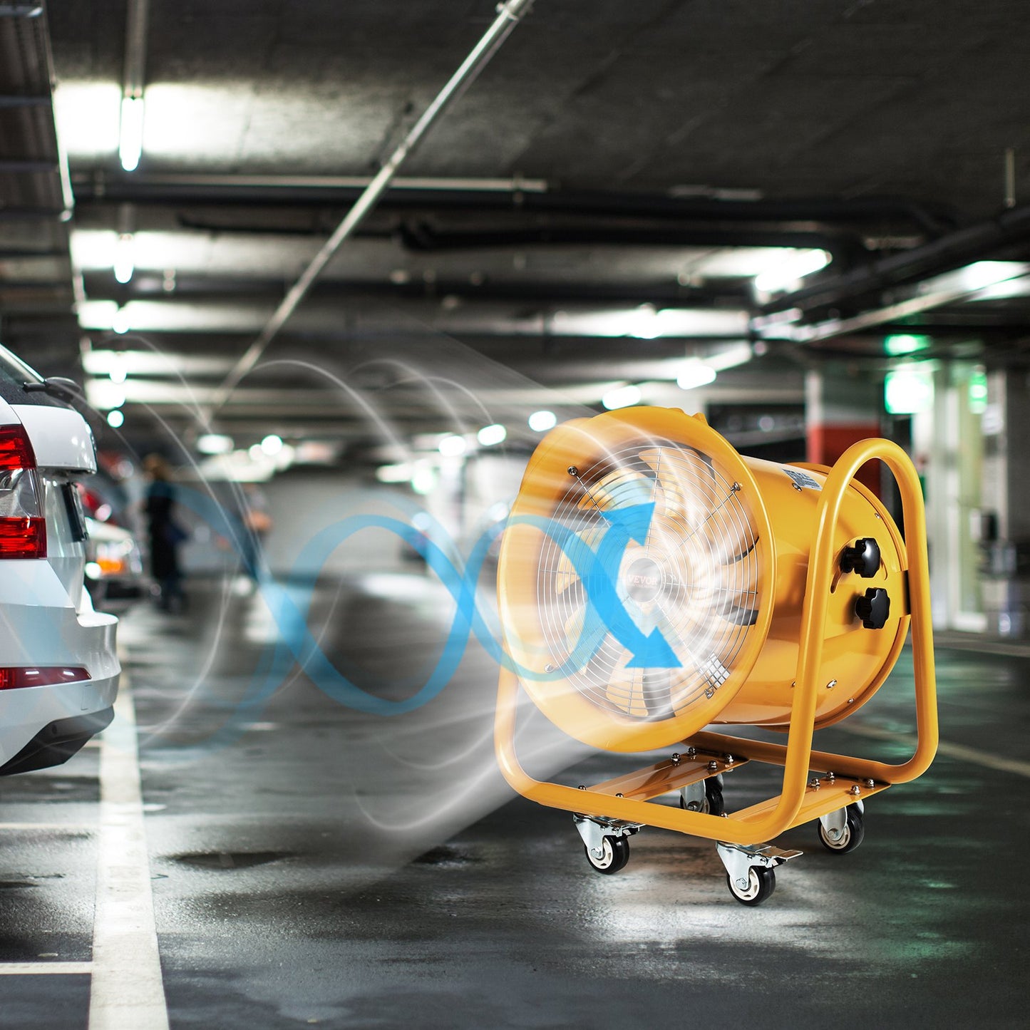 Tragbarer Ventilator, 406,4 mm Hochleistungs-Zylinderventilator, 1100 W starker Werkstatt-Abluftventilator 4240 CFM, 5 m Netzkabel (ohne Ladegerät), Industrieller Universalventilator zum Absaugen von Staub und Rauch in Haus/Werkstatt