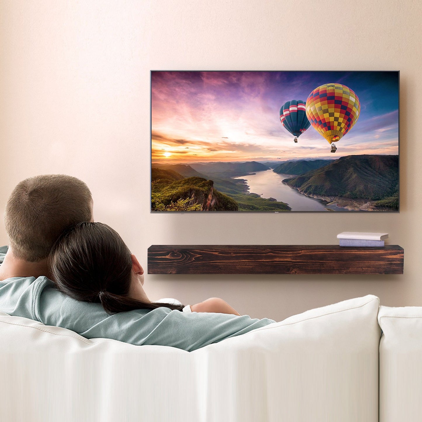 Fireplace Mantel, 48" x 8" x 5", 50 lbs Weight Capacity, Natural Wood Mantel for Over Fireplace, Wall Mounted Floating Farmhouse Shelf, Handcrafted Fireplace Mantel for Wall Decor, Rustic Brown