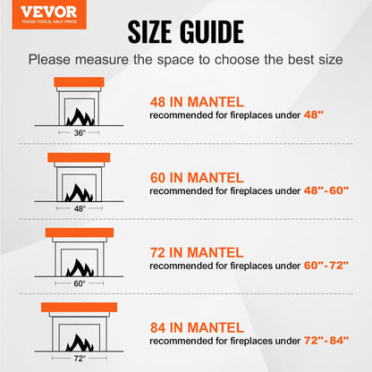 Fireplace Mantel, 72" x 8" x 5", 50 lbs Weight Capacity, Natural Wood Mantel for Over Fireplace, Wall Mounted Floating Farmhouse Shelf, Handcrafted Fireplace Mantel for Wall Decor, Light Brown