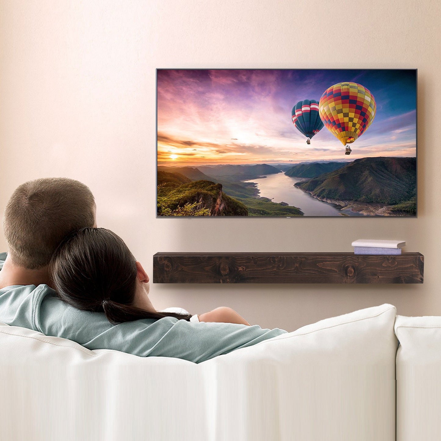 Fireplace Mantel, 72" x 8" x 5", 50 lbs Weight Capacity, Natural Wood Mantel for Over Fireplace, Wall Mounted Floating Farmhouse Shelf, Handcrafted Fireplace Mantel for Wall Decor, Light Brown