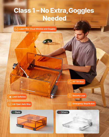 Laser Engraver, 20W, Laser Engraving and Cutting Machine with Enclosure, Laser Cutter Engraver Machine, 7000 mm/min, 300 x 300 mm Working Area, for Wood, Leather, Glass, Certain Metal, Class 1