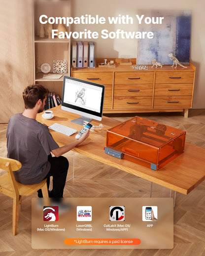 Laser Engraver, 20W, Laser Engraving and Cutting Machine with Enclosure, Laser Cutter Engraver Machine, 7000 mm/min, 300 x 300 mm Working Area, for Wood, Leather, Glass, Certain Metal, Class 1