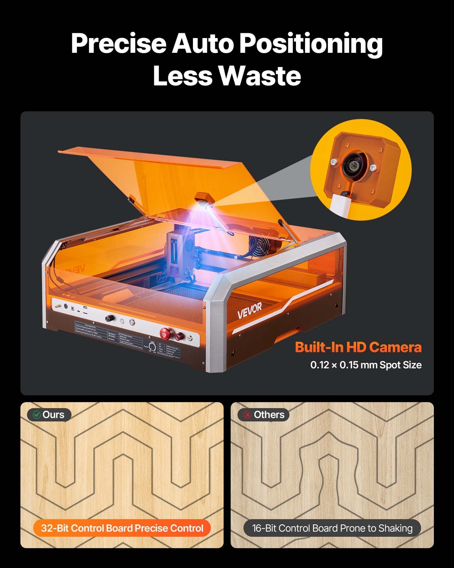 Lasergravierer, 20 W, Lasergravur- und Schneidemaschine mit integrierter Kamera, Laserschneider, Arbeitsbereich 400 x 400 mm, Vorschubgeschwindigkeit 30.000 mm/min, für Holz, Leder, Glas, Papier, bestimmte Metalle, Klasse 1