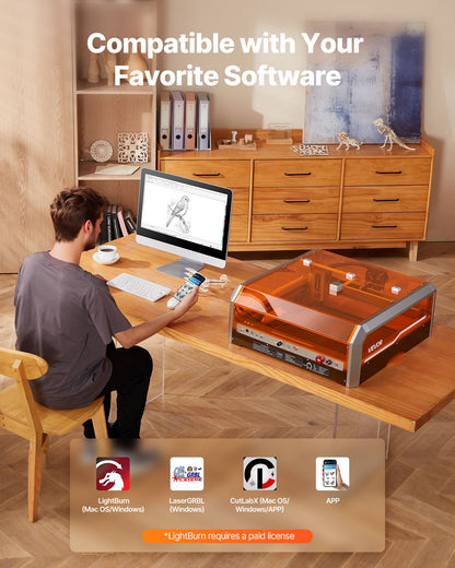 Lasergravierer, 20 W, Lasergravur- und Schneidemaschine mit integrierter Kamera, Laserschneider, Arbeitsbereich 400 x 400 mm, Vorschubgeschwindigkeit 30.000 mm/min, für Holz, Leder, Glas, Papier, bestimmte Metalle, Klasse 1