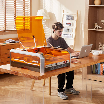 Lasergravierer, 20 W, Lasergravur- und Schneidemaschine mit integrierter Kamera, Laserschneider, Arbeitsbereich 400 x 400 mm, Vorschubgeschwindigkeit 30.000 mm/min, für Holz, Leder, Glas, Papier, bestimmte Metalle, Klasse 1