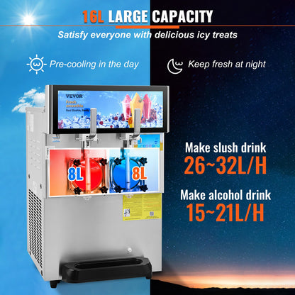 Gewerbliche Slush-Maschine mit zwei Schüsseln (8 l / 2,1 gal) für Margaritas, Smoothies und gefrorene Getränke