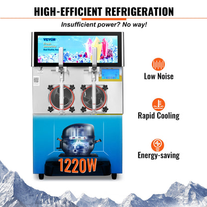 Gewerbliche Slush-Maschine mit zwei Schüsseln (8 l / 2,1 gal) für Margaritas, Smoothies und gefrorene Getränke