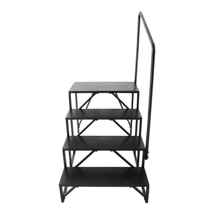 RV Steps, 4-Step RV Stairs, 440 LBS/199.6 kg Load Capacity, Thickened Carbon Steel, With Handrail, Non-Slip Steps for Safe Entry and Exit, Suit for RV, Trailer, Camper Steps