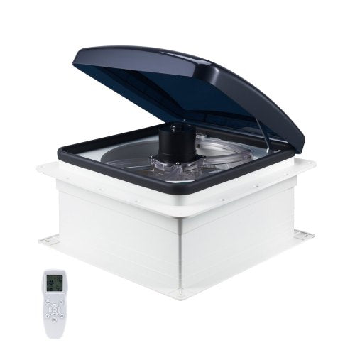 Wohnmobil-Dachlüfter, 14-Zoll-Dachlüfter für Wohnmobile, 12 V, leistungsstarker 10-stufiger reversibler Lüfter mit Fernbedienung, eingebautem Gleichstrommotor, elektrischer Deckel, 12-Zoll-Lüfterflügel, passend für 14 x 14 Zoll große Dachöffnungen