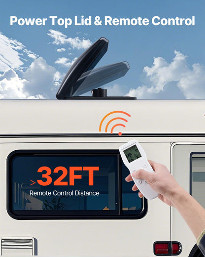 Wohnmobil-Dachlüfter, 14-Zoll-Dachlüfter für Wohnmobile, 12 V, leistungsstarker 10-stufiger reversibler Lüfter mit Fernbedienung, eingebautem Gleichstrommotor, elektrischer Deckel, 12-Zoll-Lüfterflügel, passend für 14 x 14 Zoll große Dachöffnungen
