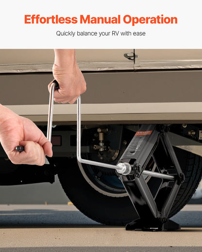 5000 lbs RV Scissor Jacks, 4-23.4 in RV Stabilizer Leveling Scissor Jacks, Set of 2, Heavy Duty Stabilizer Jack with Crank Handle, Socket and Bubble Levels, Not Easily Bent or Deformed