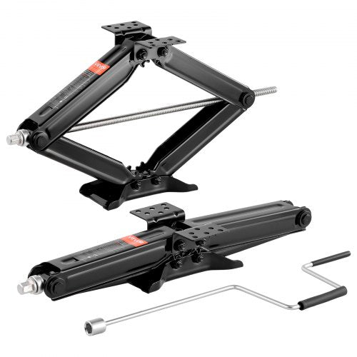6500 lbs RV Scissor Jacks, 4-23.4 in RV Stabilizer Leveling Scissor Jacks, Set of 2, Heavy Duty Stabilizer Jack with Crank Handle, Socket and Bubble Levels, Not Easily Bent or Deformed