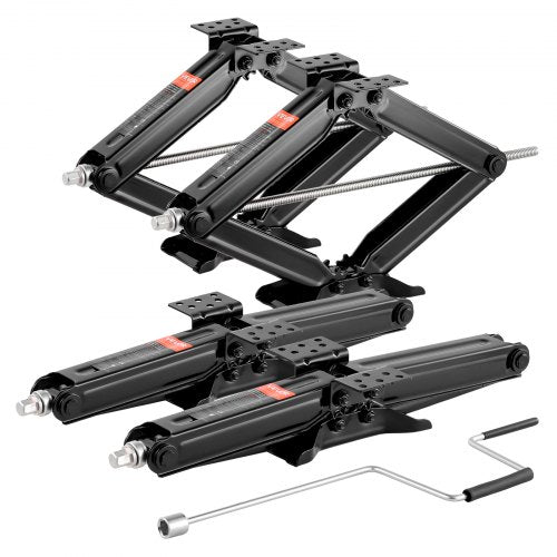 5000 lbs RV Scissor Jacks, 4-23.4 in RV Stabilizer Leveling Scissor Jacks, Set of 4, Heavy Duty Stabilizer Jack with Crank Handle, Socket and Bubble Levels, Not Easily Bent or Deformed