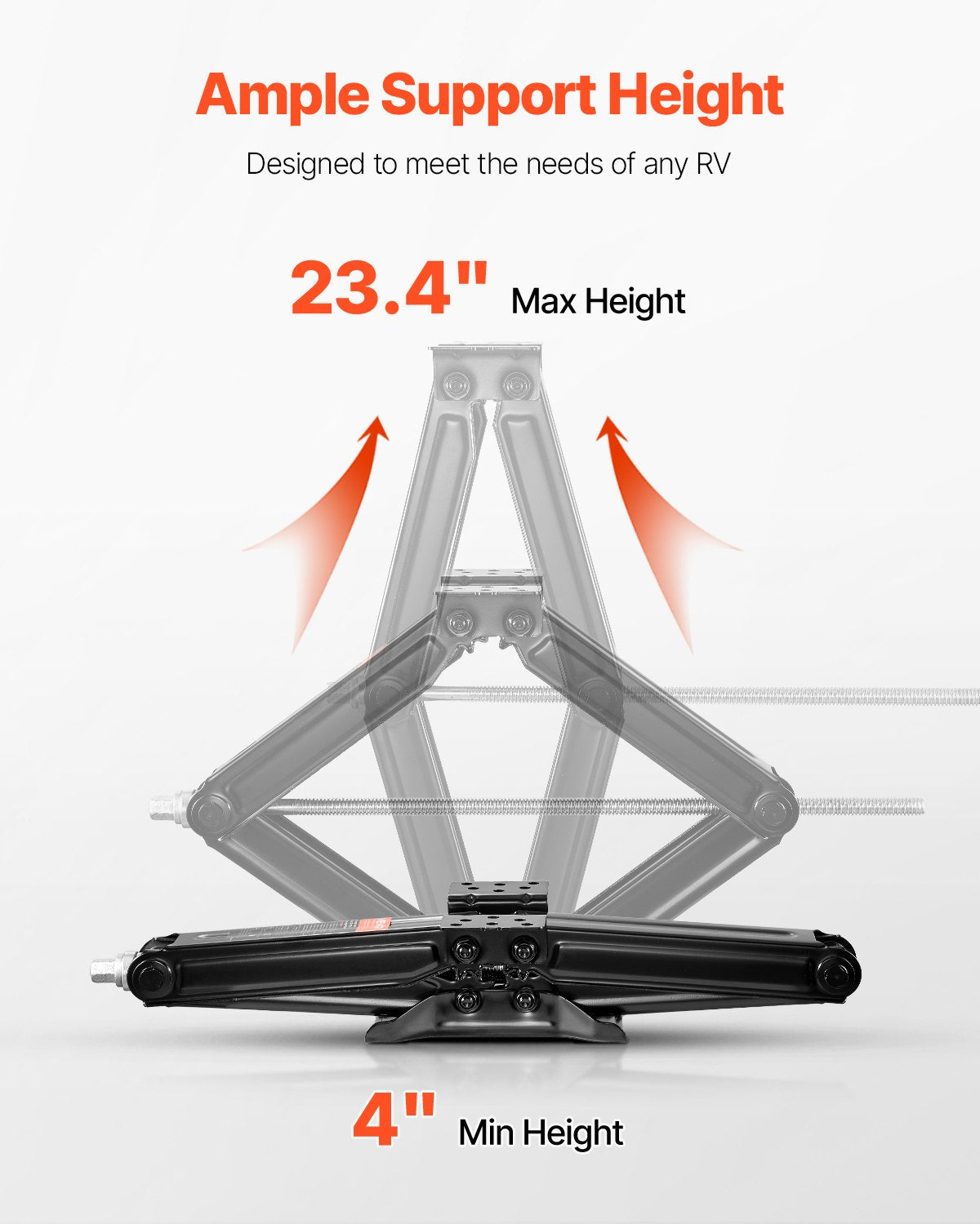 5000 lbs RV Scissor Jacks, 4-23.4 in RV Stabilizer Leveling Scissor Jacks, Set of 4, Heavy Duty Stabilizer Jack with Crank Handle, Socket and Bubble Levels, Not Easily Bent or Deformed