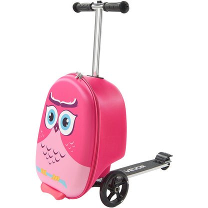 Ride-on Luggage, 20 L Capacity, 20 Inches Kids Scooter Suitcase with Flash PU Wheels, Adjustable Handle & TPR Non-Slip Grip, Foldable & Lightweight Scooter Luggage for Kids Aged 5+, Pink