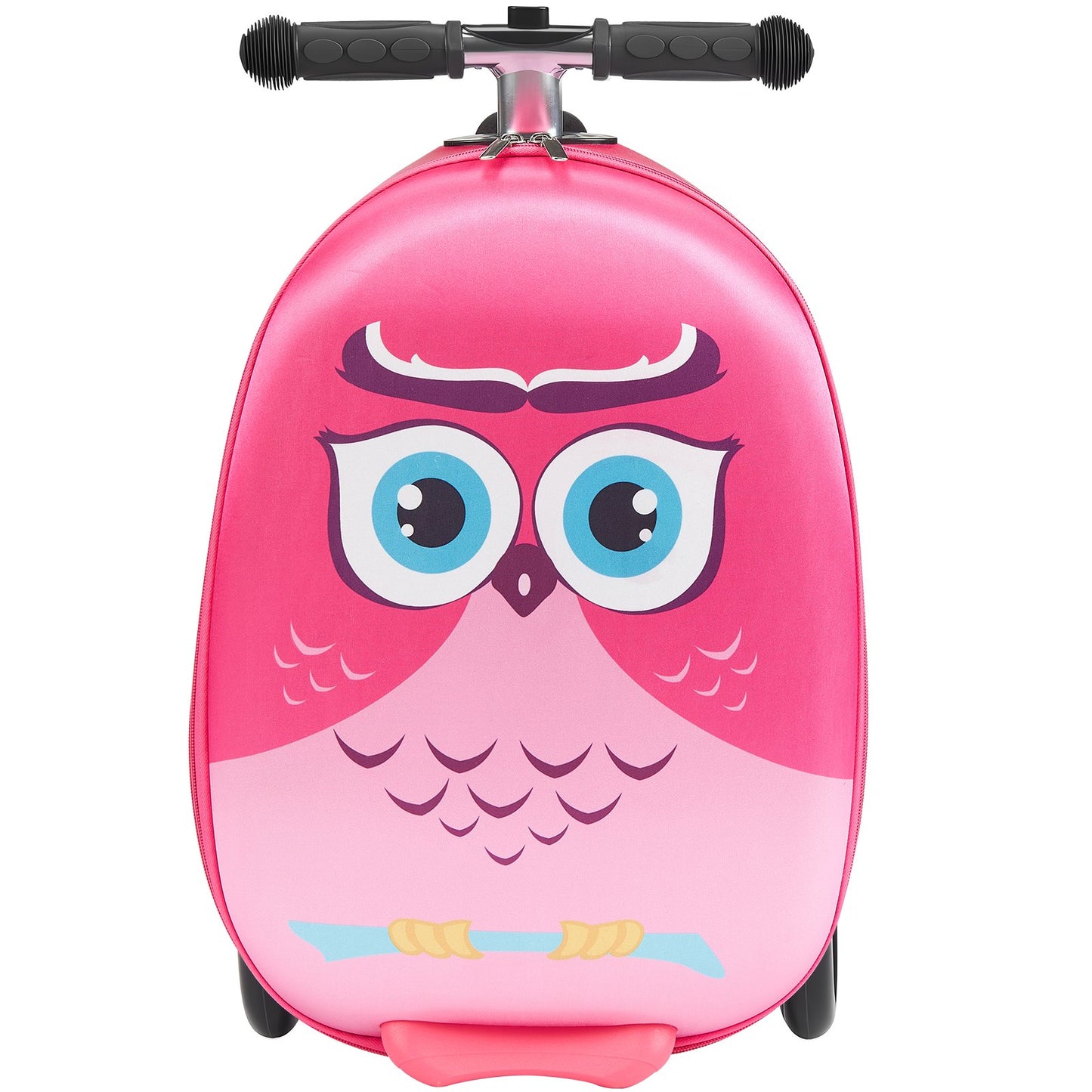 Ride-on Luggage, 20 L Capacity, 20 Inches Kids Scooter Suitcase with Flash PU Wheels, Adjustable Handle & TPR Non-Slip Grip, Foldable & Lightweight Scooter Luggage for Kids Aged 5+, Pink