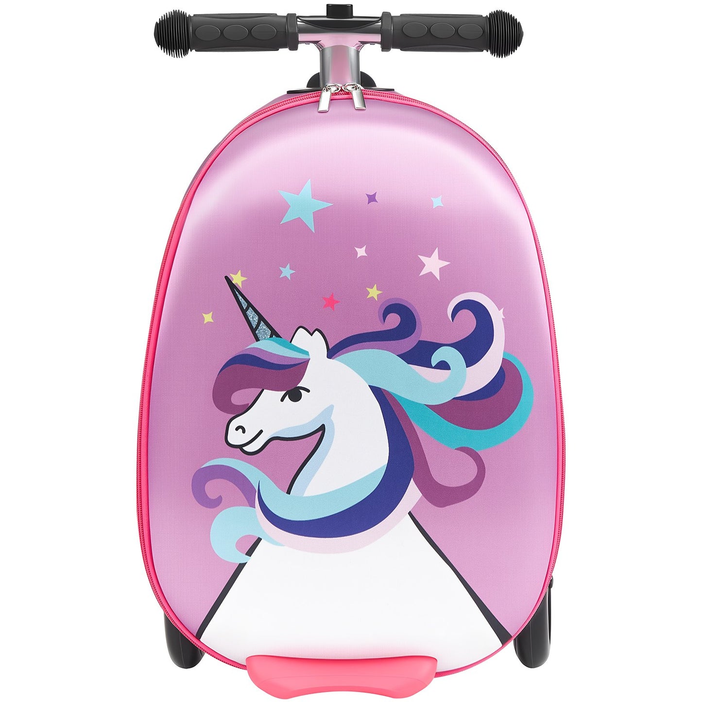 Ride-on Luggage, 20 L Capacity, 20 Inches Kids Scooter Suitcase with Flash PU Wheels, Adjustable Handle & TPR Non-Slip Grip, Foldable & Lightweight Scooter Luggage for Kids Aged 5+, Purple