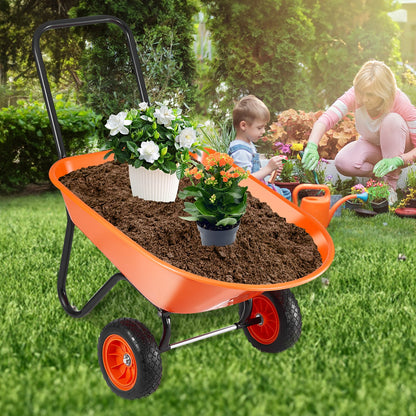 Schubkarre, 5 Kubikfuß Ladevolumen &amp; 397 Pfund Tragkraft, 2-rädriger Gartenkippwagen, Gartenwagen mit Griff &amp; 10 Zoll breiten Rädern, leicht zu beladender Nutzwagen für Garten und Hof