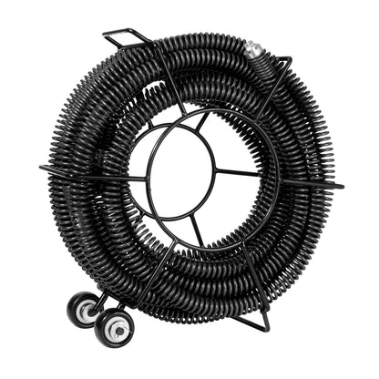 Rohrreinigungsspirale, 18,3 m x 3,2 mm, professionelle, segmentierte Rohrreinigungsspirale mit 6 Schneidwerkzeugen für Rohre von 5,1 cm bis 20 cm Durchmesser, Hohlkern-Abflussspirale für Waschbecken, Bodenabläufe und Toiletten