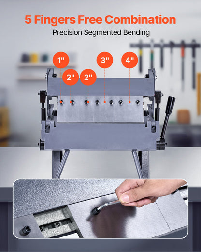 Kasten- und Pfannenbiegemaschine, 305 mm/12 Zoll Blechbiegemaschine, Kapazität für 20-Gauge-Baustahl, 0-135 Grad einstellbar, Metallbiegemaschine mit 5 Fingern, Hochleistungs-Aluminium-Abkantpresse für präzises Biegen