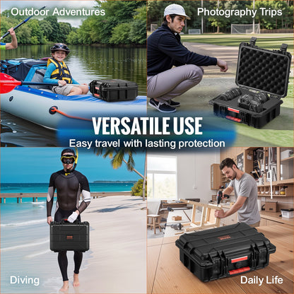 Wetterfester Hartschalenkoffer, robuste Schutzhülle mit vorgeschnittenem Schaumstoff und ausziehbaren Tragegriffen für Reisen, Jagd, Militär, taktische Einsätze, IP67 wasserdichter Koffer für Kameras (40x32x16,6)