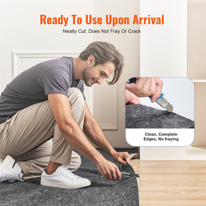 - Slip-Resistant Rug Pad - Protective Cushioning Carpet Pad - 5' x 8' - 1/4"Thick - Dual Surface - Polyester Felt + Latex - Gray - 3-4㎡ Area Carpet Padding Rug Cushion Safe for All Floors