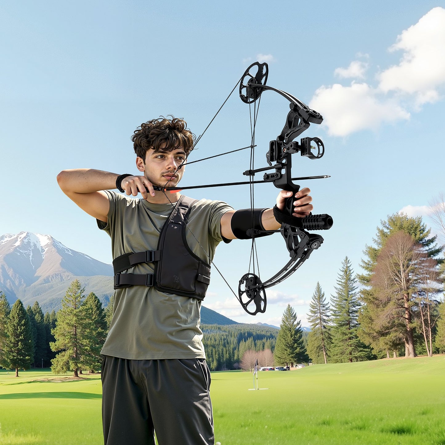 Compound Bow Archery, Adjustable 19-30 in Draw Length Compound Bow Package for Beginner, 19-70 Lbs Draw Weight Archery Bows and Arrow Set, Right Hand Kit with Hunting Equipment, 320 fps, Black