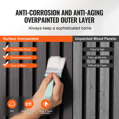 Akustikpaneele aus Holzlamellen, 60 x 120 cm, MDF-Akzent-Wandpaneele in Holzoptik für moderne Inneneinrichtung, Wandpaneele in Holzoptik zur Schalldämmung, Schwarze Eiche