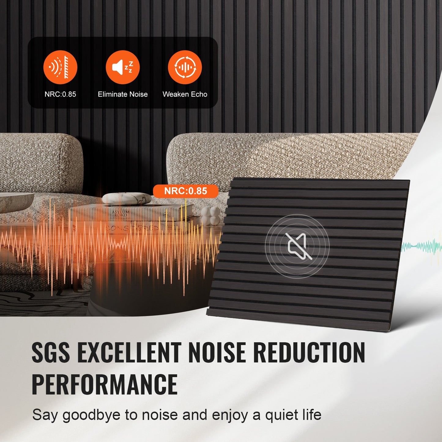 Akustikpaneele aus Holzlamellen, 60 x 120 cm, MDF-Akzent-Wandpaneele in Holzoptik für moderne Inneneinrichtung, Wandpaneele in Holzoptik zur Schalldämmung, Schwarze Eiche