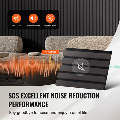 Akustikpaneele aus Holzlamellen, 7,9 x 94,5 Zoll, MDF-Akzent-Wandpaneele in Holzoptik für moderne Inneneinrichtung, Wandpaneele in Holzoptik zur Schalldämmung, Schwarze Eiche