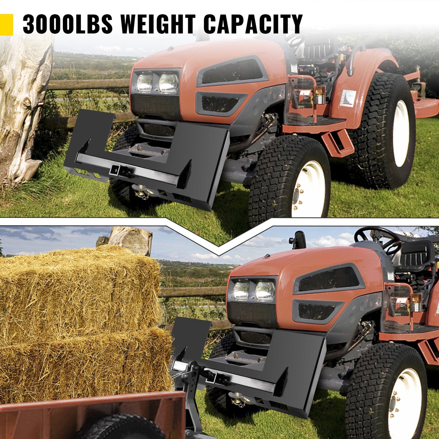 Universal Skid Steer Mount Plate 1/4" Thick Skid Steer Plate Attachment 3000LBS Weight Capacity Quick Attach Mount Plate Steel Adapter Loader Easy to Weld or Bolt to Different Accessories Black