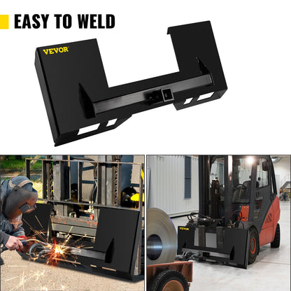 Universal Skid Steer Mount Plate 1/4" Thick Skid Steer Plate Attachment 3000LBS Weight Capacity Quick Attach Mount Plate Steel Adapter Loader Easy to Weld or Bolt to Different Accessories Black