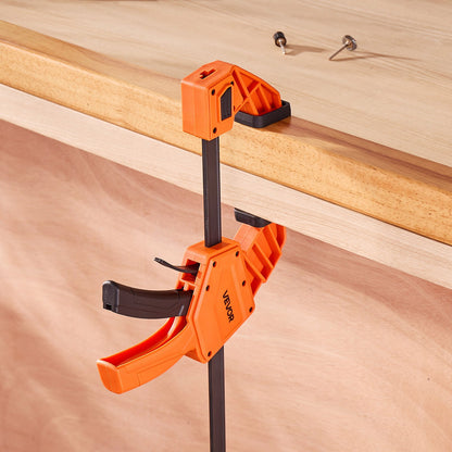 Stangenzwingen für die Holzbearbeitung, 2er-Pack, 30,48 cm, Einhandzwinge/Spreizer, Schnellspannzwinge mit 154 kg Tragkraft, hochwertiger Kunststoff und Kohlenstoffstahl, für Holz- und Metallbearbeitung, Orange + Schwarz