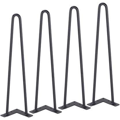 482,6 mm Haarnadel-Möbelbeine, Metall, ideal für Heimwerkerprojekte wie Nachttische, Couchtische und Schreibtische, Tragkraft 226,8 kg, inklusive Gummifüßen, robuste und moderne Tischbeine aus Metall, 4 Stück
