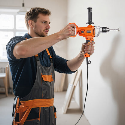 Drill Mixer, 12.7mm Corded Electric Drill Mixer Set, 0-850RPM 3.2A Mixing Drills, Mixing Drills Machine with D-Handle for Drilling & Blending, Handheld Cement Mixers for Fodder, Paint, Cement
