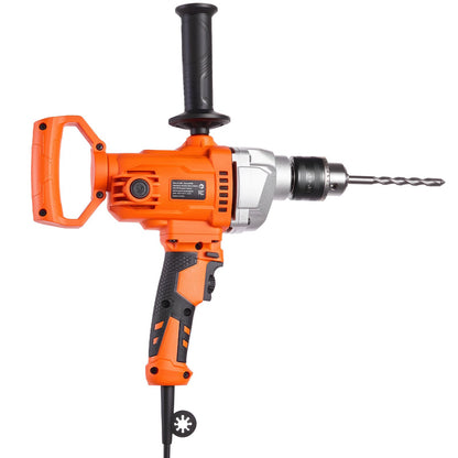 Drill Mixer, 15.89mm Corded Electric Drill Mixer Set, 0-850RPM 3.2A Mixing Drills, Mixing Drills Machine with D-Handle for Drilling & Blending, Handheld Cement Mixers for Fodder, Paint, Cement