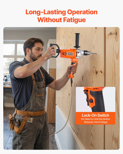 Drill Mixer, 15.89mm Corded Electric Drill Mixer Set, 0-750RPM 3A Mixing Drills, Mixing Drills Machine with D-Handle for Drilling & Blending, Handheld Cement Mixers for Fodder, Paint, Cement