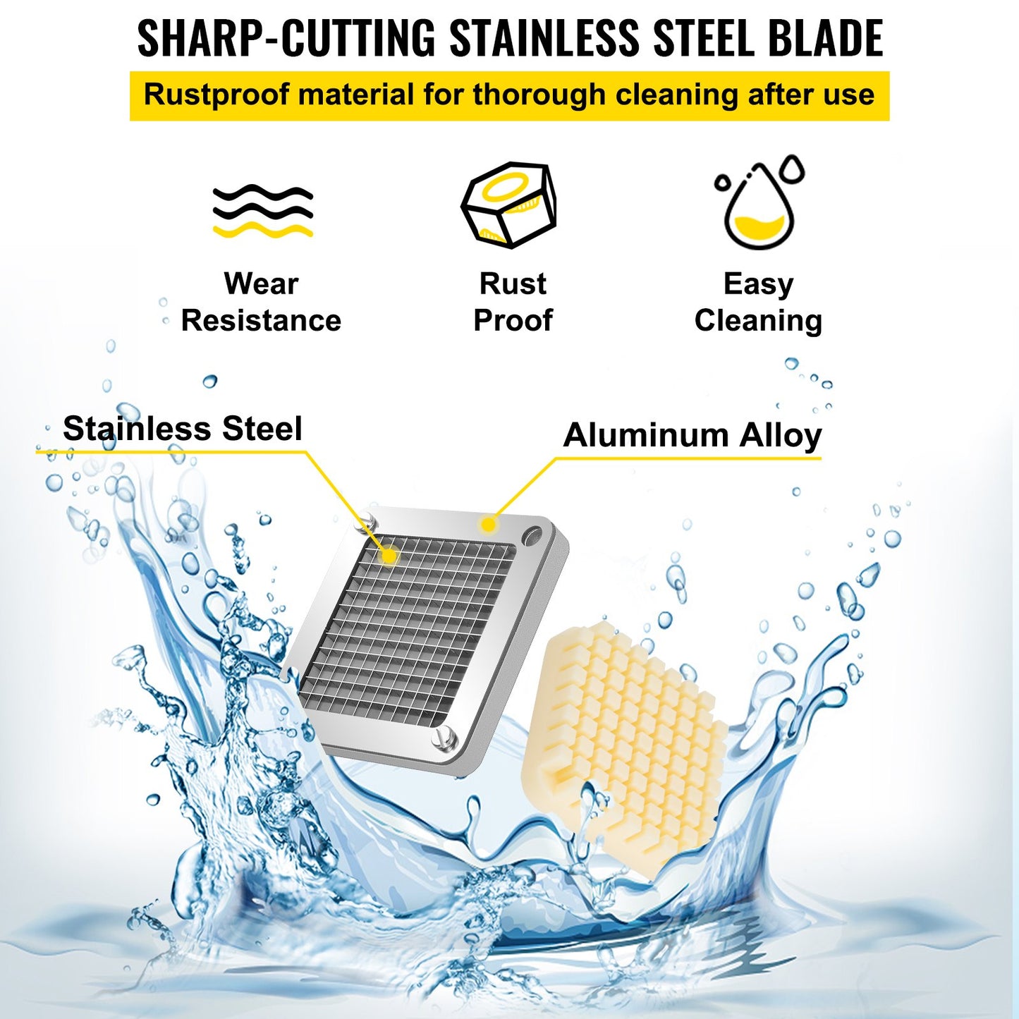 Ersatzmesser und Druckblock für Pommes-Frites-Schneider, 1/4 Zoll, 3-teilig