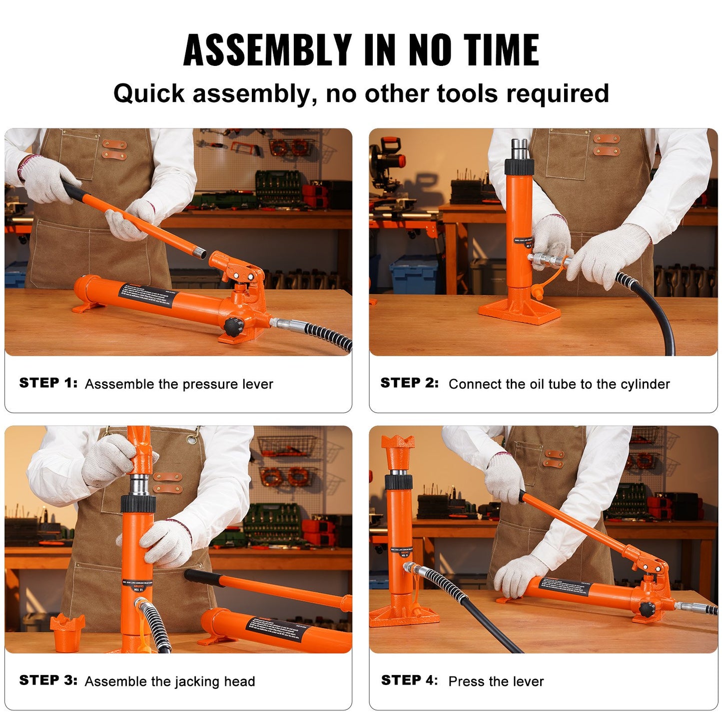10-Tonnen-Porta-Power-Kit, Hydraulikzylinder mit Pumpe, Wagenheber mit 1,4 m Ölschlauch, Werkzeug zur Reparatur verbogener Rahmen mit Aufbewahrungskoffer für Kfz, Werkstatt, Baumaschinen, Mechaniker (22046 lbs)