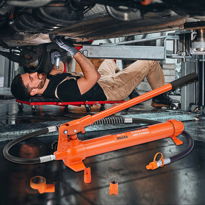 10-Tonnen-Porta-Power-Kit, Hydraulikzylinder mit Pumpe, Wagenheber mit 1,4 m Ölschlauch, Werkzeug zur Reparatur verbogener Rahmen mit Aufbewahrungskoffer für Kfz, Werkstatt, Baumaschinen, Mechaniker (22046 lbs)