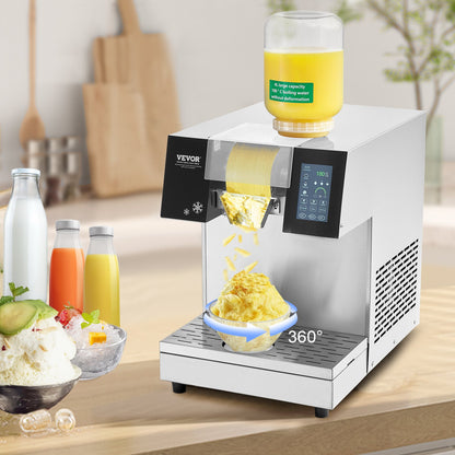 Gewerbliche Schneeflocken-Eismaschine, 230 kg/24 h, Eismaschine mit Edelstahl-Eisraspel, elektrische Schneekegelmaschine, Luftkühlsystem für schnelle Wärmeableitung, für Bäckereien und Cafés