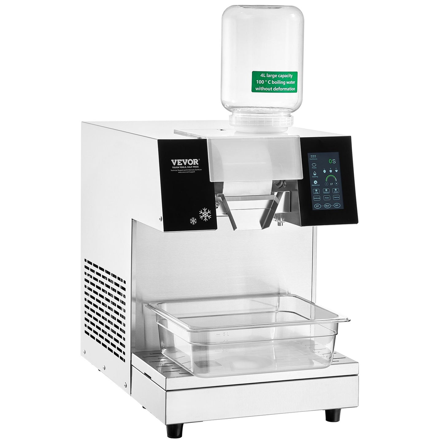 Gewerbliche Schneeflocken-Eismaschine, 230 kg/24 h, Eismaschine mit Edelstahl-Eisraspel, elektrische Schneekegelmaschine, Luftkühlsystem für schnelle Wärmeableitung, für Bäckereien und Cafés