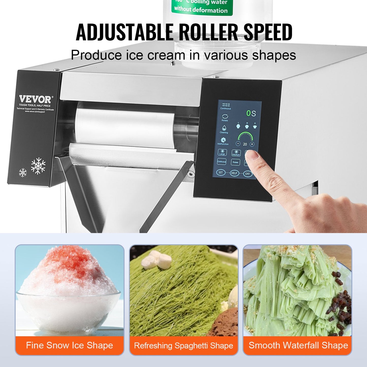 Gewerbliche Schneeflocken-Eismaschine, 260 kg/24 h, Eismaschine mit Edelstahl-Eisraspel, elektrische Schneekegelmaschine, Luftkühlsystem für schnelle Wärmeableitung, für Bäckereien und Cafés