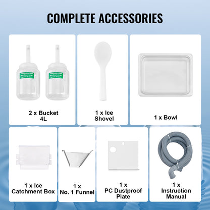 Gewerbliche Schneeflocken-Eismaschine, 260 kg/24 h, Eismaschine mit Edelstahl-Eisraspel, elektrische Schneekegelmaschine, Luftkühlsystem für schnelle Wärmeableitung, für Bäckereien und Cafés