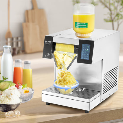 Gewerbliche Schneeflocken-Eismaschine, 260 kg/24 h, Eismaschine mit Edelstahl-Eisraspel, elektrische Schneekegelmaschine, Luftkühlsystem für schnelle Wärmeableitung, für Bäckereien und Cafés