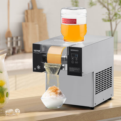 Commercial Snowflake Ice Machine, 176.4LBS/24H Snowflake Ice Maker, Stainless Steel Ice Shaver Machine, Electric Snow Cone Maker, Air Cooling System for Rapid Heat Dissipation, for Bakery, Cafe