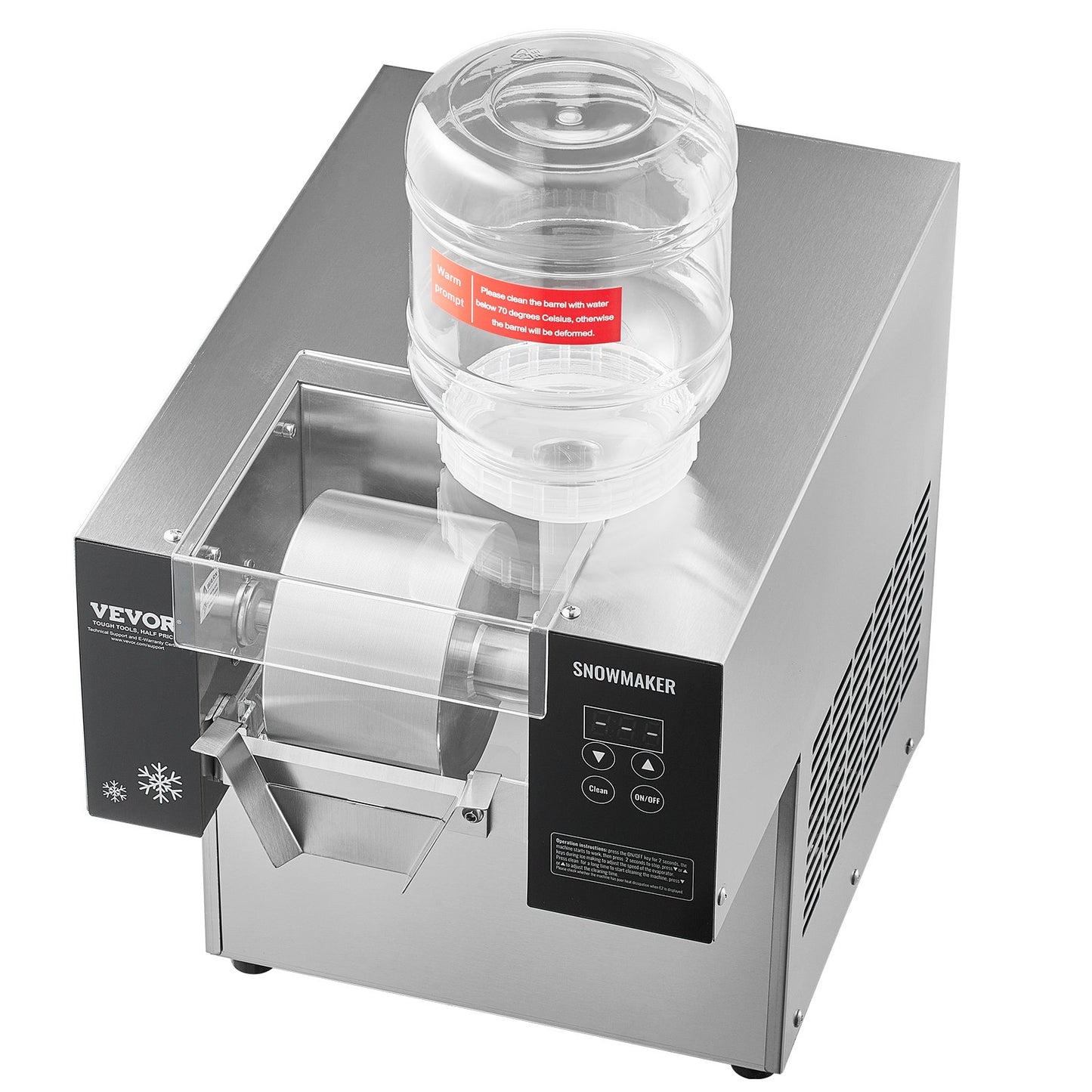 Commercial Snowflake Ice Machine, 176.4LBS/24H Snowflake Ice Maker, Stainless Steel Ice Shaver Machine, Electric Snow Cone Maker, Air Cooling System for Rapid Heat Dissipation, for Bakery, Cafe