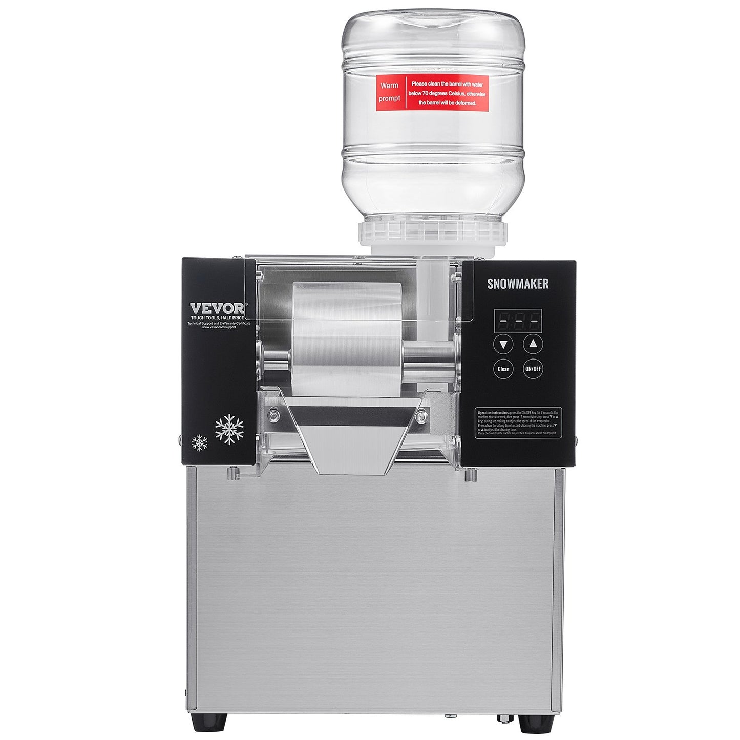 Commercial Snowflake Ice Machine, 176.4LBS/24H Snowflake Ice Maker, Stainless Steel Ice Shaver Machine, Electric Snow Cone Maker, Air Cooling System for Rapid Heat Dissipation, for Bakery, Cafe