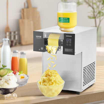Gewerbliche Schneeflocken-Eismaschine, 180 kg/24 h, Eismaschine mit Edelstahl-Eisraspel, elektrische Schneekegelmaschine, Luftkühlsystem für schnelle Wärmeableitung, für Bäckereien und Cafés