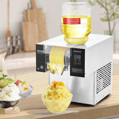 Gewerbliche Schneeflocken-Eismaschine, 125 kg/24 h, Eismaschine mit Edelstahl-Eisraspel, elektrische Schneekegelmaschine, Luftkühlsystem für schnelle Wärmeableitung, für Bäckereien und Cafés